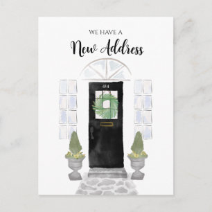 Neue Adresse Wir haben die schwarze Wasserfarbentü Postkarte