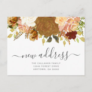 Neue Adressen Herbst Floral Umzugsankündigung Postkarte