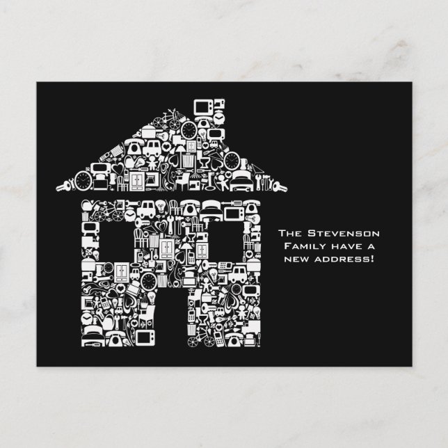 Neue Adressennotifizierungskarte des Wohnhauses Ankündigungspostkarte (Vorderseite)