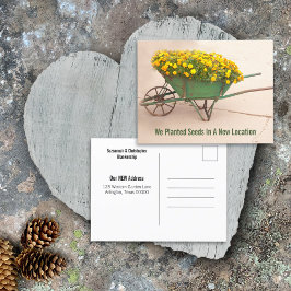 Neue Adressfelder in Vintager Schubkarre Postkarte