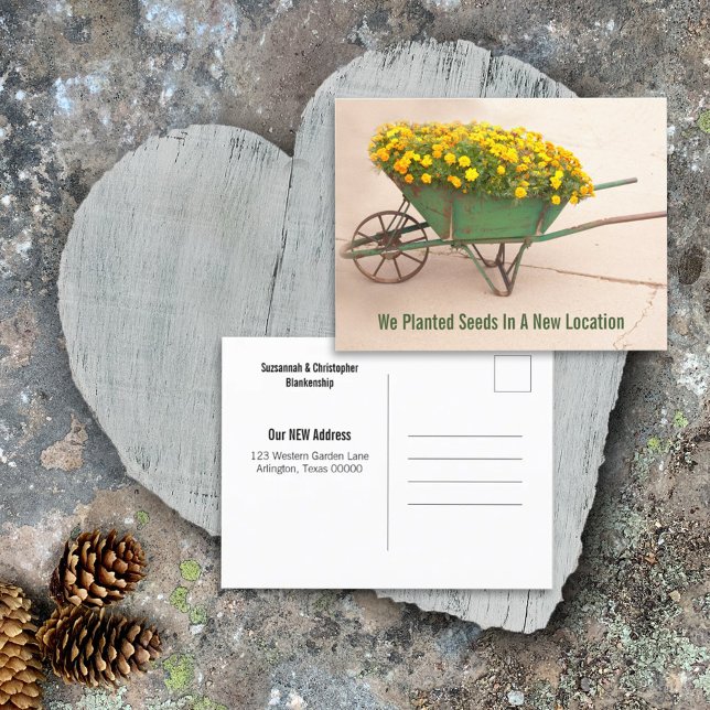 Neue Adressfelder in Vintager Schubkarre Postkarte (Von Creator hochgeladen)