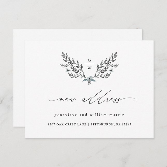 Neue Adresskalligrafie Änderung der Adresse Ankündigungspostkarte (Vorne/Hinten)