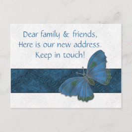 Neue Adresskarten Gäste Butterfly Brocade blau Ankündigungspostkarte