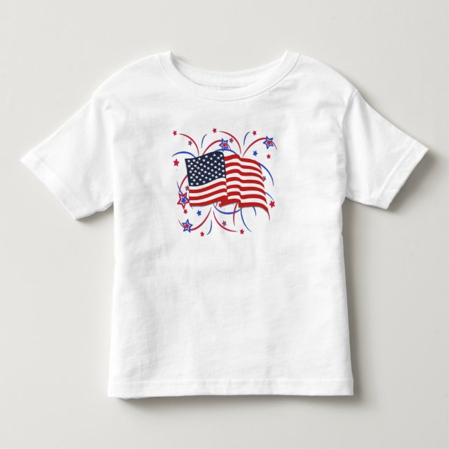 Neue amerikanische Flagge und Feuerwerke Kleinkind T-shirt (Vorderseite)