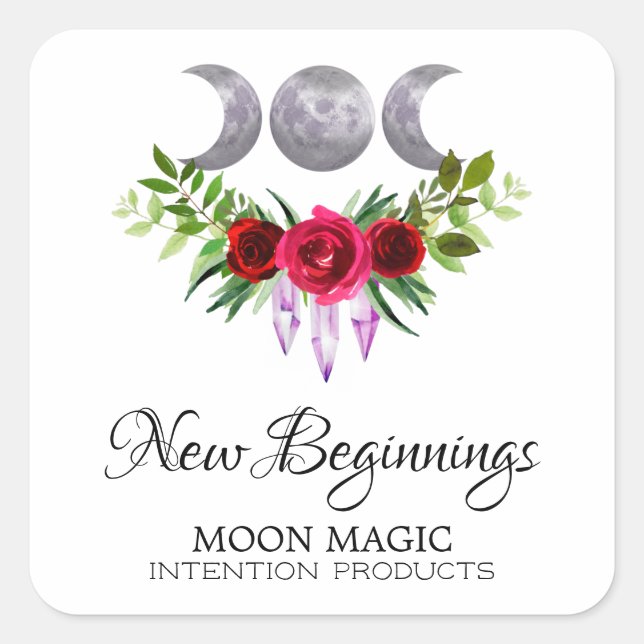 Neue Anfänge Absicht Candle Square Labels Quadratischer Aufkleber (Vorderseite)