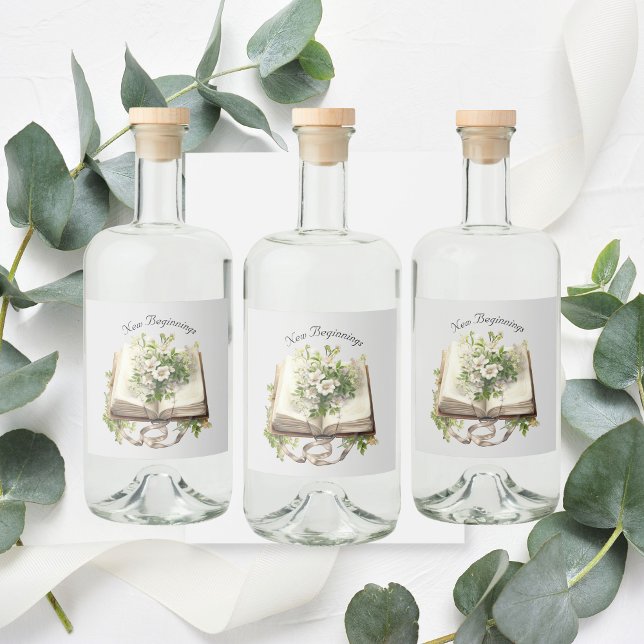 Neue Anfänge Blumenzwiebelhochzeit Alkoholflaschenetikett (New Beginnings Liquor Labels )