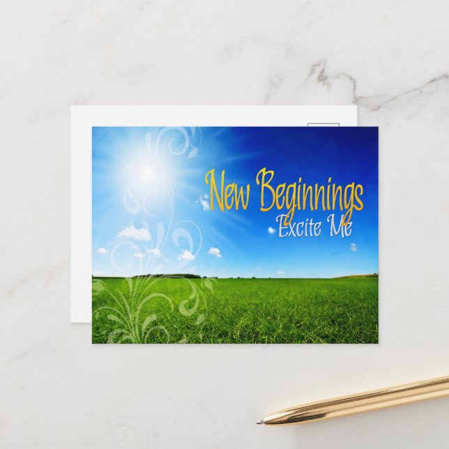 "Neue Anfänge" Motivation Affirmation Postkarte (Vorderseite/Rückseite Beispiel)