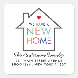 Neue Ankündigung zum Ändern der Zuhause-Adresse Quadratischer Aufkleber