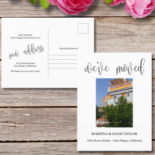 Neue Ankündigung zum Foto der Zuhause-Adresse Postkarte