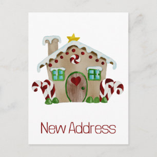 Neue Anschrift Gingerbread House Postcard Postkarte