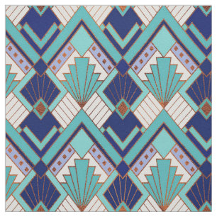 Neue Aqua und Blue Art Déco-Stil Stoff