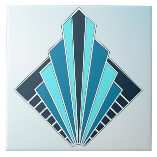 Neue Art-Deco-Keramik (Blau) Fliese (Vorderseite)