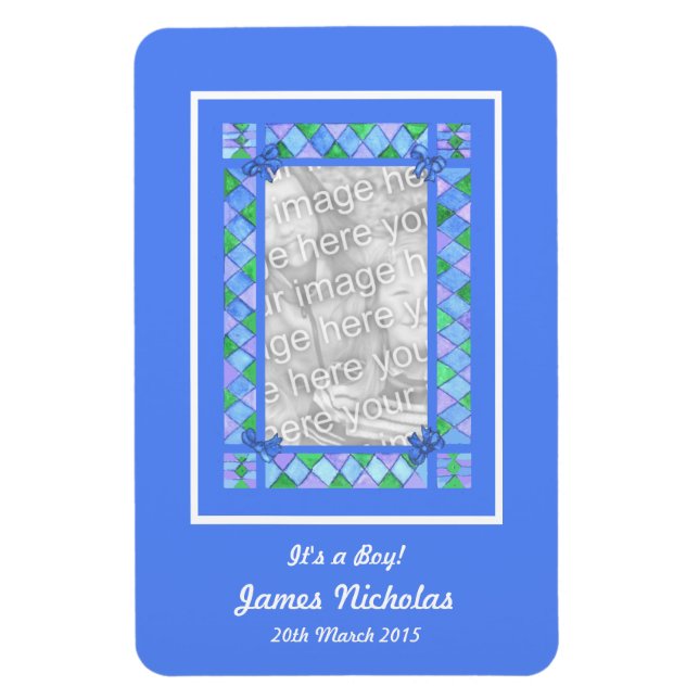 Neue Baby Boy Ankündigung Flexible Magnet (Vertikal)