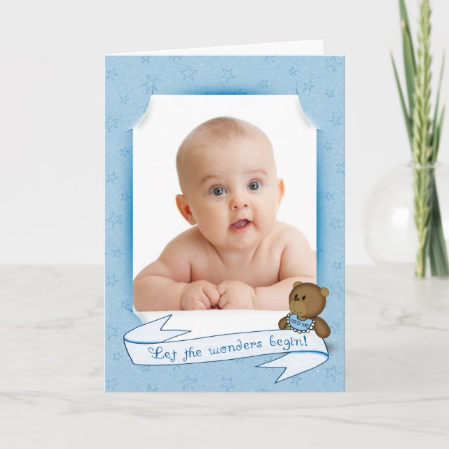 Neue Baby Boy Foto Frame Ankündigung (Vorderseite)
