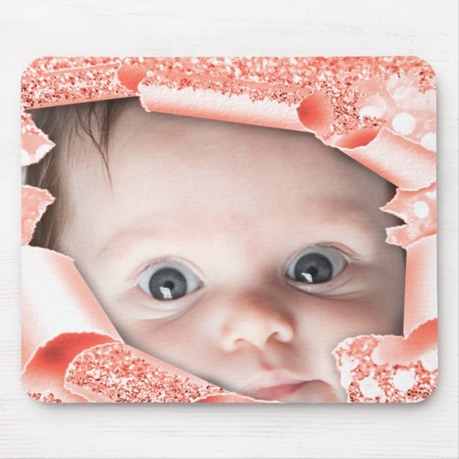 Neue Baby Boy Foto Mutter zu Korallenpfirsich Mousepad (Vorne)
