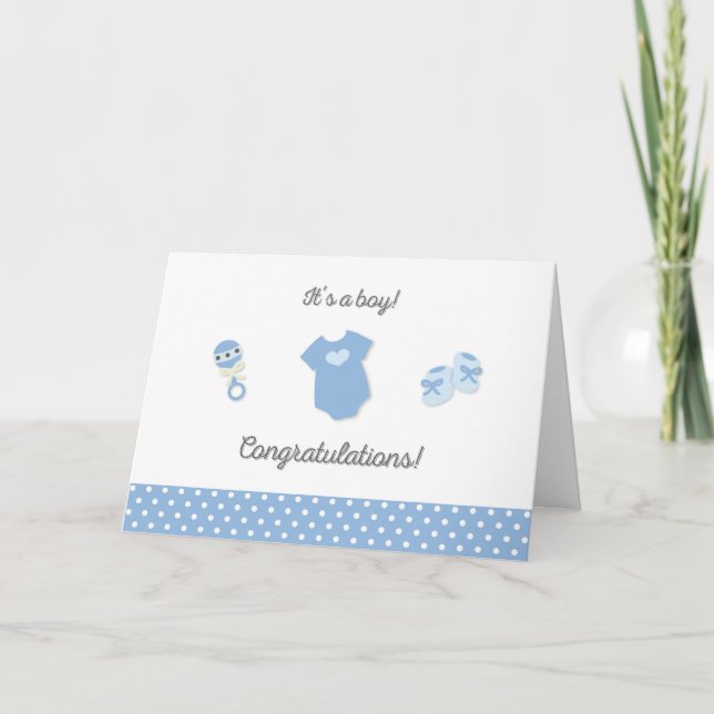 Neue Baby Boy Gratulations Card Karte (Vorderseite)
