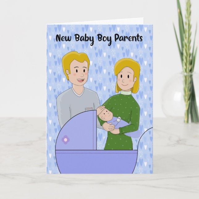 Neue Baby Boy Gratulations Card Karte (Vorderseite)