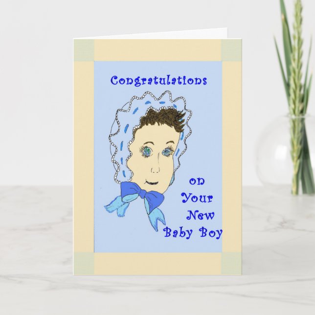 Neue Baby Boy Gratulations Card Karte (Vorderseite)