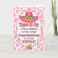 Neue Baby COWGIRL Western Pink Glückwunschkarte