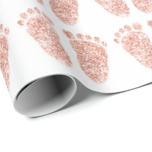 Neue Baby Dusche Gefallen Girl Boy White Rose Feet Geschenkpapier