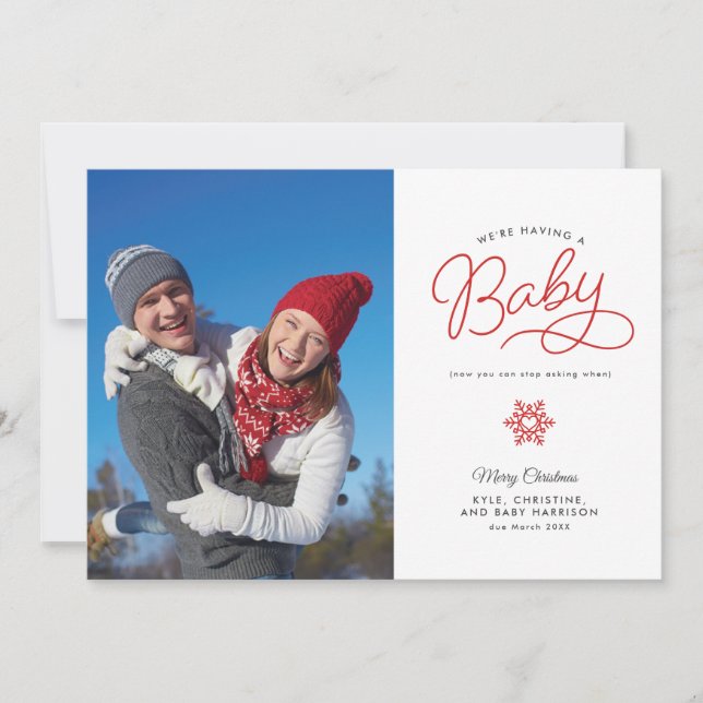 Neue Baby Funny Christmas Pregnancy Ankündigung (Vorderseite)