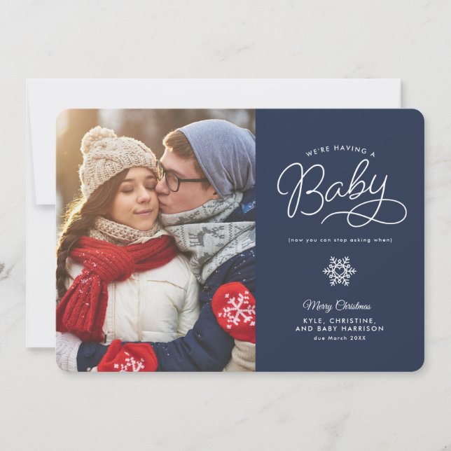 Neue Baby Funny Christmas Pregnancy Ankündigung (Vorderseite)