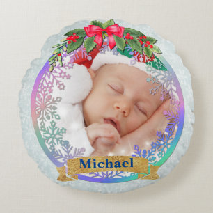 Neue Baby-Geburtsstatistiken Weihnachten, Geburtsa Rundes Kissen