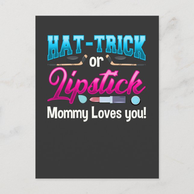 Neue Baby Gender Reveal Party Ice Hockey Beauty Ma Postkarte (Vorderseite)