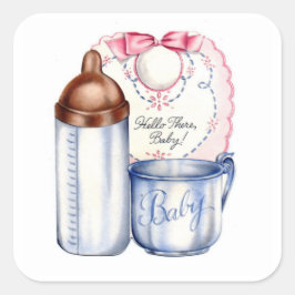 Neue Baby-Geschenksticker für Körbe oder Scrapbche Quadratischer Aufkleber