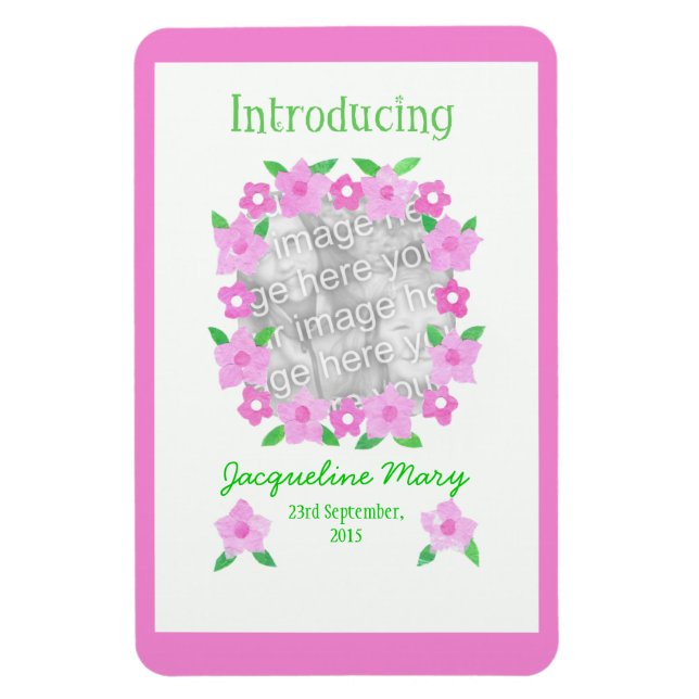 Neue Baby Girl Ankündigung Flexible Magnet (Vertikal)
