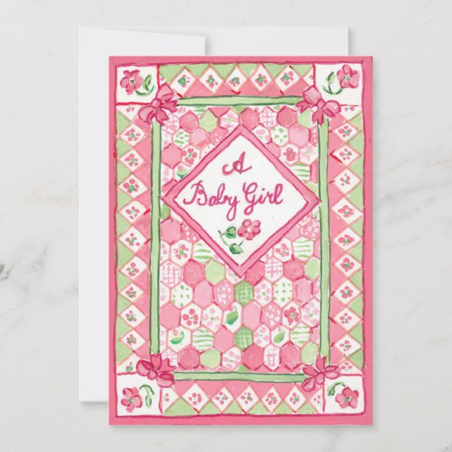 Neue Baby Girl Announccard Einladung (Vorderseite)