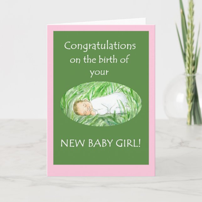 Neue Baby Girl Gratulations Card Karte (Vorderseite)