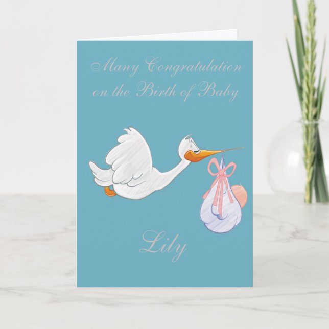 NEUE BABY GIRL GREETING CARD DANKESKARTE (Vorderseite)