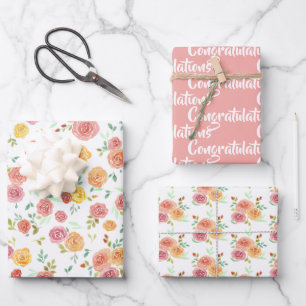 Neue Baby Glückwünsche Blume Geschenkpapier Set