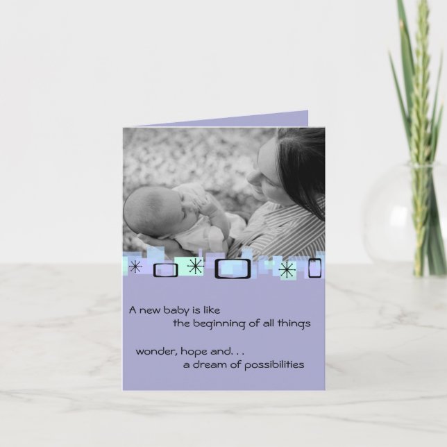 Neue Baby Grußkarte begrüßen Karte (Vorderseite)