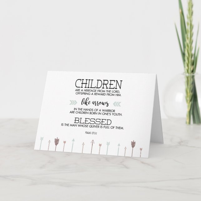 Neue Baby Scripture Verse mit Pfeilen Karte (Vorderseite)