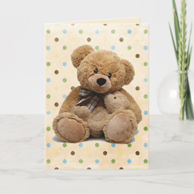 Neue Baby Teddy Bears auf Polka Docks Karte (Vorderseite)