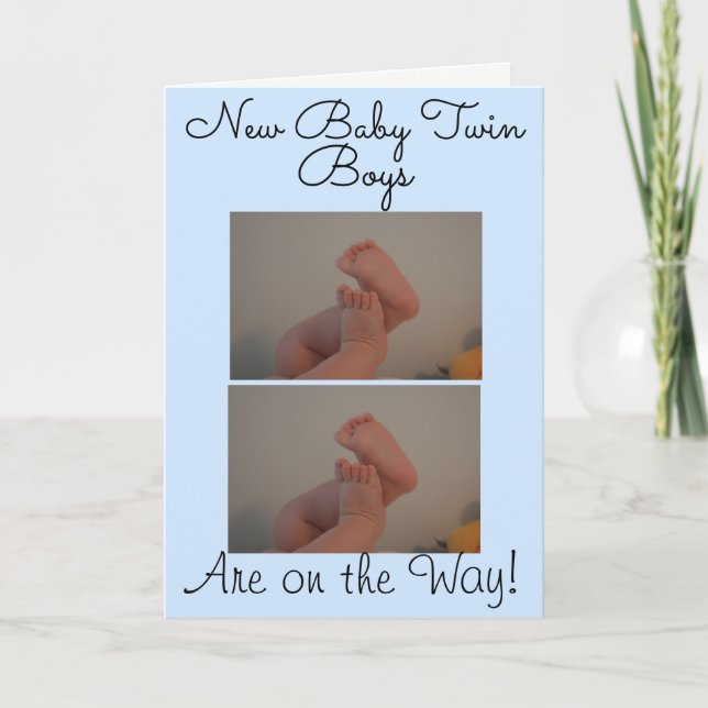 Neue Baby Twin Boys Foto Card Karte (Vorderseite)