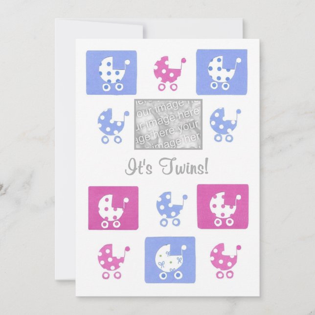 Neue Baby Twins Ankündigung Foto-Karte (Vorderseite)