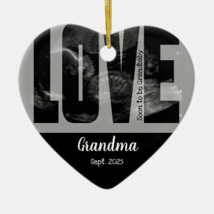 Neue Babyankündigung - Sonogramm mit DIY-Text Keramik Ornament