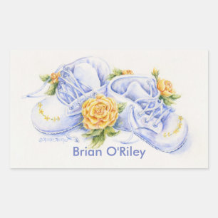 Neue Babyaufkleber Kinderschuhe mit gelben Rosen Rechteckiger Aufkleber