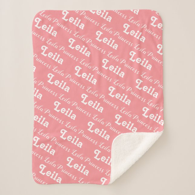 Neue Babydecke | PInk Personalisiert Name Baby | Sherpadecke (Vorderseite)