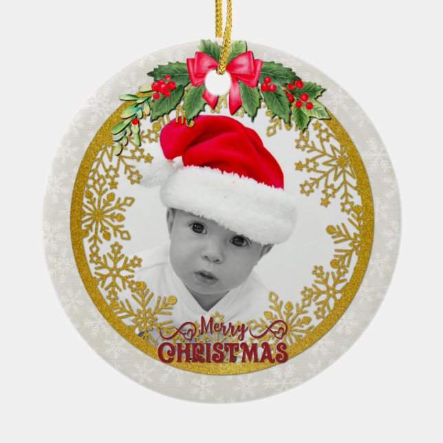 Neue Babygeburtsstatistiken Weihnachten, Geburtsan Keramik Ornament (Vorne)