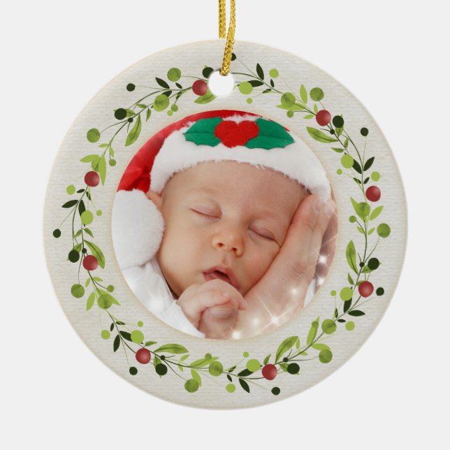 Neue Babygeburtsstatistiken Weihnachten, Geburtsan Keramik Ornament (Vorne)