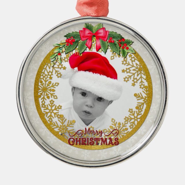 Neue Babygeburtsstatistiken Weihnachten, Geburtsan Ornament Aus Metall (Vorne)