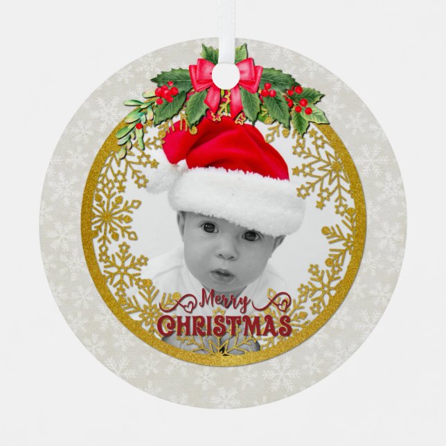 Neue Babygeburtsstatistiken Weihnachten, Geburtsan Ornament Aus Metall (Vorderseite)