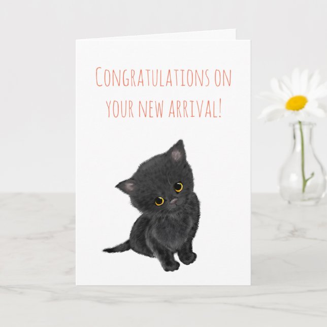 Neue Black Kitten Gratulationskarte Karte (Kleine Pflanze)