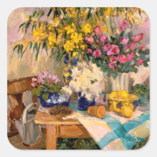 Neue Blume II Quadratischer Aufkleber