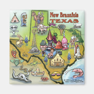 Neue Braunfels TEXAS Karte Magnet