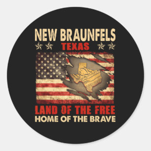 Neue Braunfels Texas USA Flag 4. Juli Runder Aufkleber
